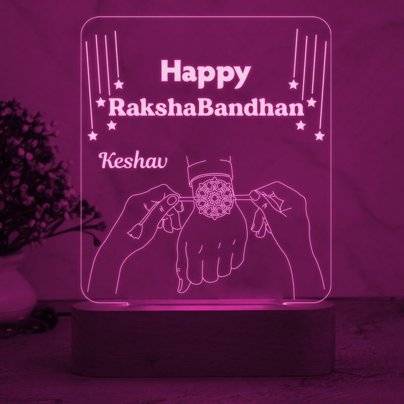 Gift Me Bazar Personalized Happy Raksha Bandhan Night Lamp with Multicolored Light